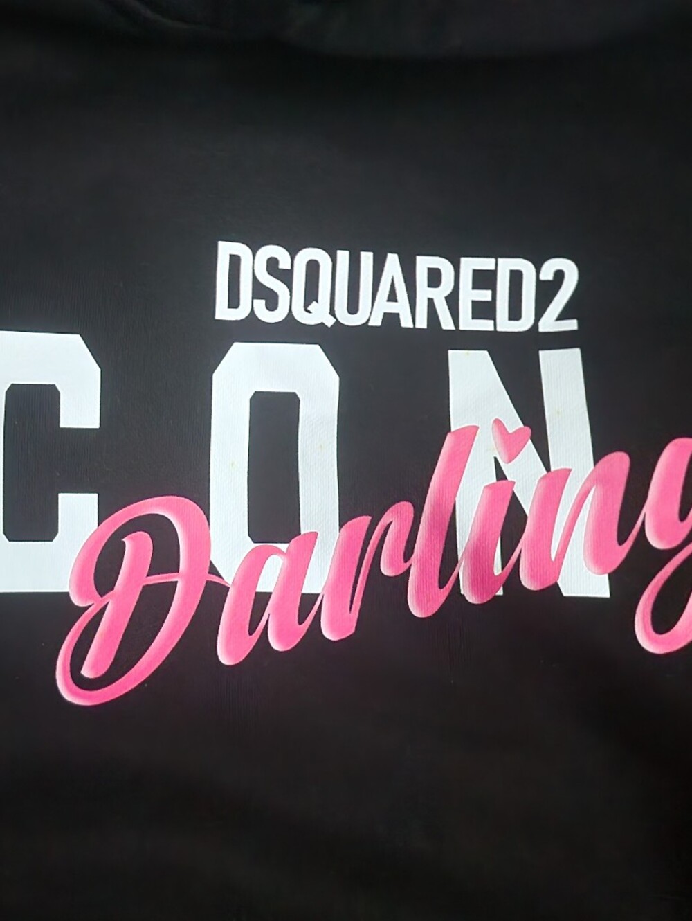 DSQUARED2 Black Hoodie with White and Pink 'ICON Darling' Logo